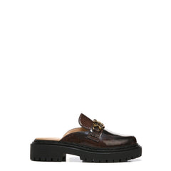 Circus by Sam Edelman Elena Black Gold Chain Slip On Round Toe Lug Sole Mules