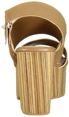Kelsi Dagger Brooklyn Nash Tan Platform Mule Open Toe Heeled Dress Sandals