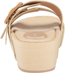 Dolce Vita Coryn Wheat Raffia Fashion Women Platform Double Strap Slip On Sandal