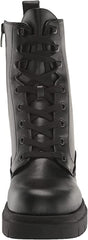 Nine West Juna3 Black2 Lace Up Chunky Block Heel Rounded Toe Combat Ankle Boots