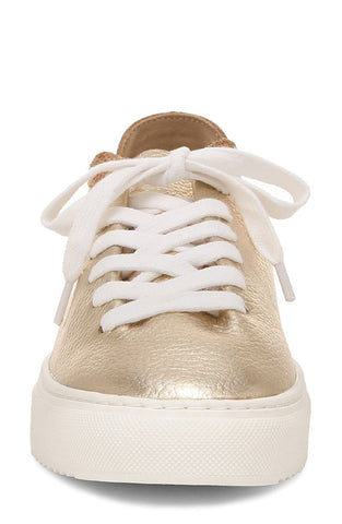 Sam Edelman Poppy Gold Leather Lace-Up Chunky Platform Low Top Flats Sneakers
