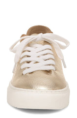 Sam Edelman Poppy Gold Leather Lace-Up Chunky Platform Low Top Flats Sneakers