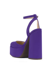 Jessica Simpson Skilla Purple Satin Platform Pump Buckle Strap Block Heel Sandal