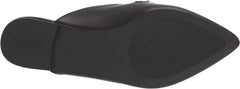 Steve Madden Faine Black Leather Pointed Toe Slip On Chain Detail Flat Mules
