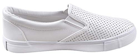 Soda Tracer White Pu Closed Rounded Toe Elastic Side White Rubber Sole Loafers