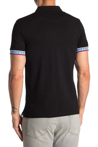 Roberto Cavalli Logo Trimmed Short Sleeve Polo Shirt Black FST644A20905051