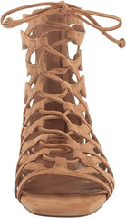 Sam Edelman Lara Camel Squared Open Toe Tie Up Strappy Flats Gladiator Sandals