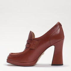 Sam Edelman Jeanette Dark Mocha Leather Square Toe Slip On High Platform Loafers
