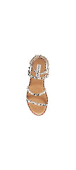 Steve Madden Travel Snake Ankle Open Toe Strap Pyramid Embellished Flat Sandals
