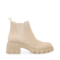 Steve Madden Howler Block Heel Platform Ankle Boots Sand Suede