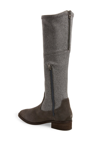 Klub Nico Zuri Knee Grey Flannel Brown Suede Stacked Heel Riding Knee High Boots