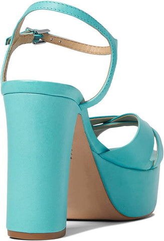 Schutz Keefa River Acqua Open Toe Buckle Ankle Strap Platforms Heeled Sandals