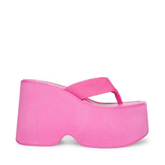 Steve Madden Gwen Pink Slip On Squared Open Toe Synthetic Platform Heeled Sandal