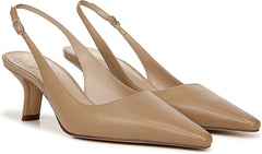Sam Edelman Bianka Soft Beige Pointed Toe Slingback Kitten Heeled Pumps