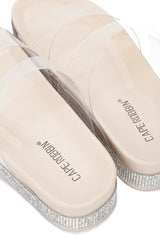 Cape Robbin Loving Clear Nude Transparent Platform Pool Slide Wedge Sandals