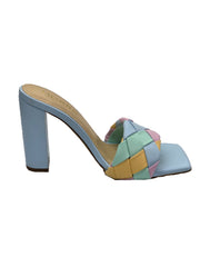 Luxemoda Worth The Wait Multi Open Square Toe Slip-ON Chunky Heeled Mule Pump Sandals