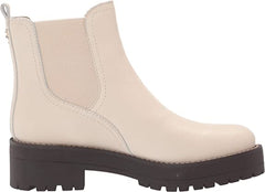Sam Edelman Justina Modern Ivory Pull On Block Heel Almond Toe Ankle Boots