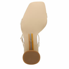 Sam Edelman Kit Ivory Square Toe Slingback Strap Cylindrical Block Heel Sandals
