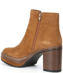 Steve Madden Searches Brown Suede Block Heel Rounded Toe Platform Ankle Boots