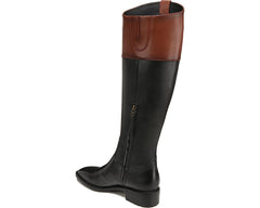 Sam Edelman Drina Black/Whisky Tan 2 tone Leather Knee High Classic Riding Boots
