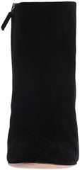 BCBG Blyss Black Suede Thick Heel Chic Block Heeled Rounded Toe Ankle Booties