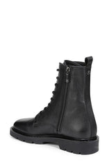 Sam Edelman Elliott Black Leather Rounded Toe Combat Ankle Lug Sole Boots