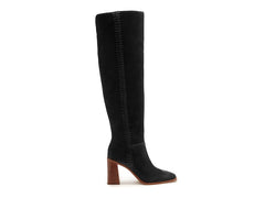Vince Camuto Englea Black Pull On Squared Close Toe Tall Heeled Fashion Boot