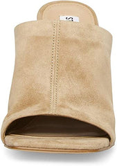 Steve Madden Lexia Tan Suede Slip On Squared Open Toe Chunky Heeled Sandals