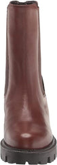 Sam Edelman Genia Dark Brown Rounded Toe Pull On Lug Sole Chelsea Ankle Boots