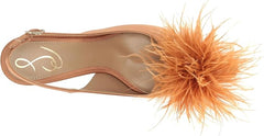 Sam Edelman Bianka Warm Blush Feather Slingback Kitten Heel Pointed Toe Pumps