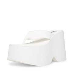 Steve Madden Gwen White Slip On Open Toe Lightweight Platform Heeled Sandals