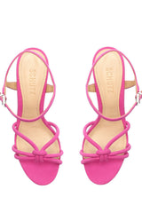 Schutz Picca Pink Suede Ankle Strap Open Toe Chunky High Heel Platform Sandals