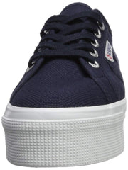 Superga 2790 Low-Top Sneakers Navy Blue White Platform Wedge Lace Up Sneaker