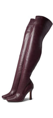 Steve Madden Prowl Burgundy Pull On Squared Close Toe Over The Knee Boot