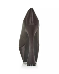 Jeffrey Campbell Siouxsie Black Satin Ankle Strap Pointed Toe Spool Heel Pumps
