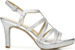Naturalizer Baylor Silver Glitter Fashion Buckle Rounded Toe Dress Heeled Sandals 11