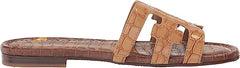 Sam Edelman Bay Buff Tan Slide Mule Open-Toe Slip-On Leather Flats Wide Sandals
