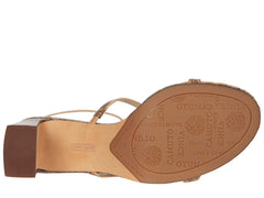 Vince Camuto Balindah Camel Brown Block High Heel Ankle Strap Sandal Pump