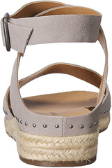 Lucky Brand Gladas Chinchilla Grey Espadrille Wedge Open Toe Platform Sandals