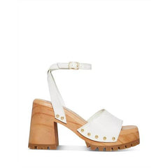 Steve Madden Ocala White Leather Ankle Strap Squared Open Toe Platform Sandals