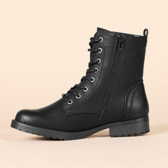 Amazon Essentials Collins Black Fashion Zipper Lace-Up Combat Ankle Boots 8