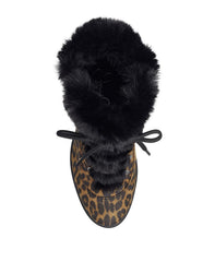 Jessica Simpson Mikah Leopard Pull-on Hiker Block Heel Lace up Combat Booties