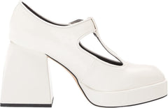 Circus by Sam Edelman Kay White Buckle Ankle Strap Block Wedge Heel Pumps Shoes