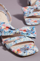 Cecelia New York COSETTE Slingback Heels BLUE MOSAIC Block Heel Retro Pumps