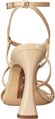 Sam Edelman Lela Light Latte Strappy Ankle Strap Open Toe Flared Heel Sandals