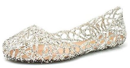 Elegance Glaze Alaska-1 Silver Multi Glitter Women's Jelly Ballet Flat