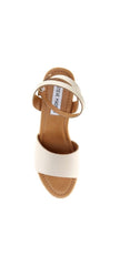 Steve Madden Welsh Bone Leather Ankle Strap Open Toe Platform Wedge Sandal