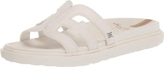 Sam Edelman Valeri Bright White Slip On Open Toe Subtle Detail Platform Sandals