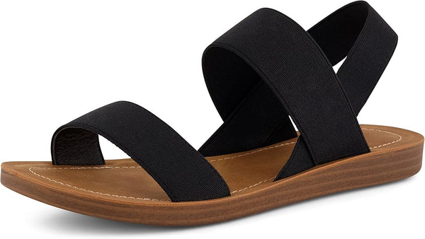 Cushionaire Ina Black Slip On Stretch Memory Foam Fashion Slip On Sandals 8.5