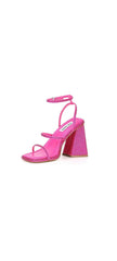 Steve Madden Britani Fuchsia Ankle Strap Squared Open Toe Block Heeled Sandals